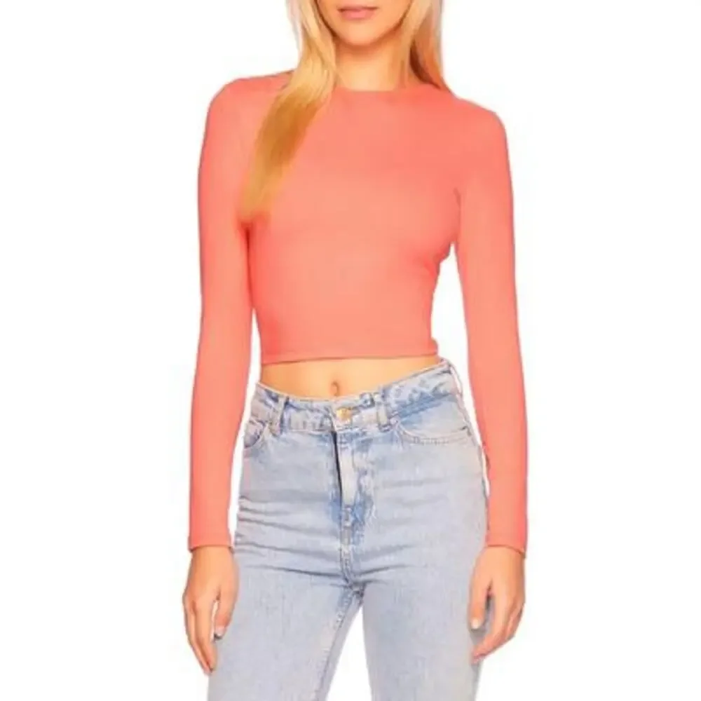 Susana Monaco Long Sleeves Stretch Crop Top Lotus NWT Size Medium